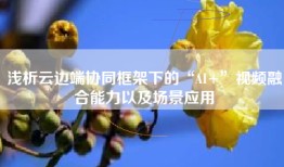 浅析云边端协同框架下的“AI+”视频融合能力以及场景应用