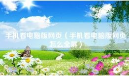 手机看电脑版网页（手机看电脑版网页怎么全屏）