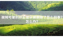 视频号里的评论显示被删除了怎么回事？怎么办？