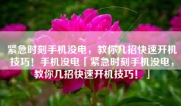 紧急时刻手机没电，教你几招快速开机技巧！手机没电「紧急时刻手机没电，教你几招快速开机技巧！」