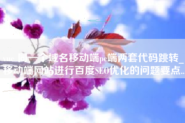vue 同一个域名移动端pc端两套代码跳转_移动端网站进行百度SEO优化的问题要点...