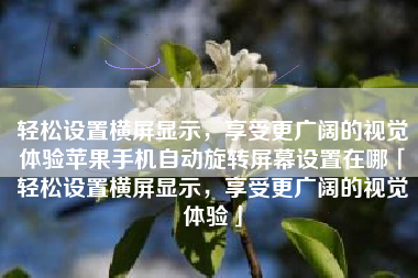 轻松设置横屏显示，享受更广阔的视觉体验苹果手机自动旋转屏幕设置在哪「轻松设置横屏显示，享受更广阔的视觉体验」